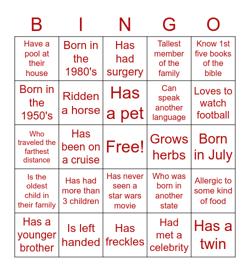 Story Bingo Card
