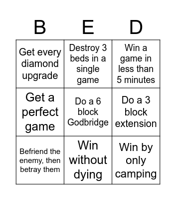Ultimate Bedwars Bingo Card
