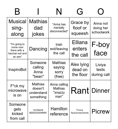 The Three Musketeers Bingo Card