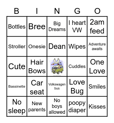 Breanna and Dean Baby shower Bingo Card