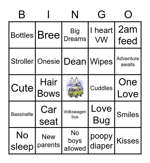 Breanna and Dean Baby shower Bingo Card