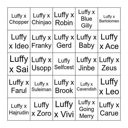 Luffy is Top: Straw Hat Edition Bingo Card
