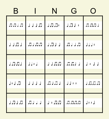 Rhythm 5x5 ta ti ti Bingo Card