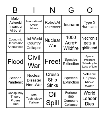 2020 Apocalypse Bingo Card