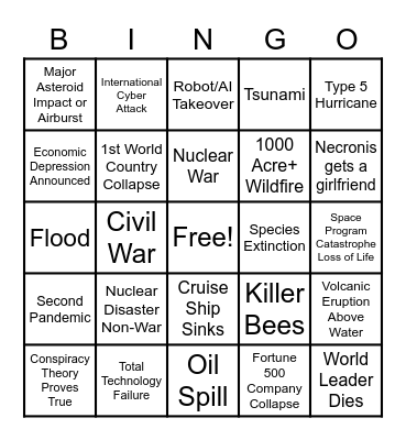 2020 Apocalypse Bingo Card