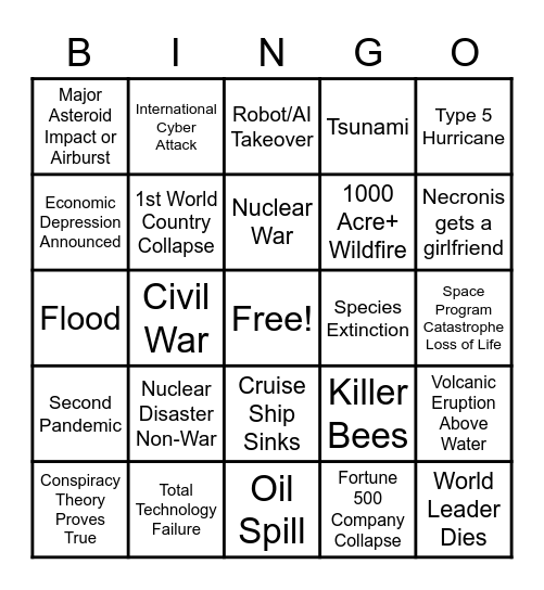 2020 Apocalypse Bingo Card