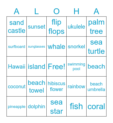 Hawaiian Bingo Card