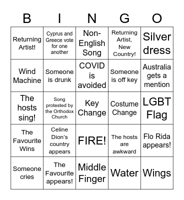 EuroBingo! Bingo Card