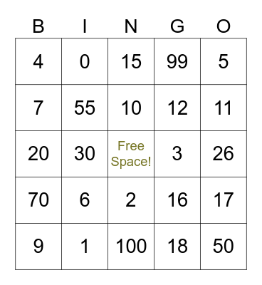 Bingo time! Bingo Card