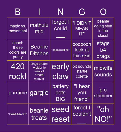 Colette HK Rando Bingo Card