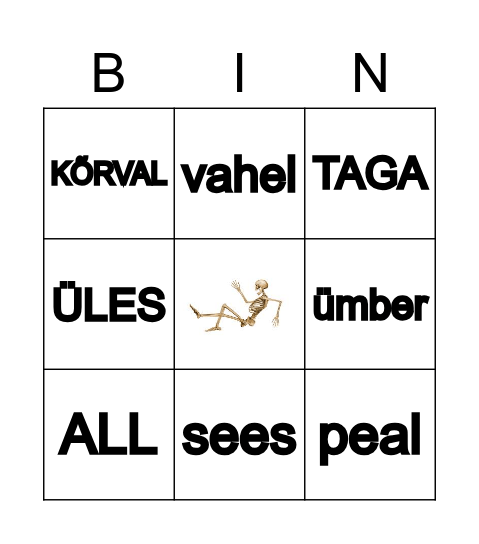 SAAD LIIKUDA... Bingo Card