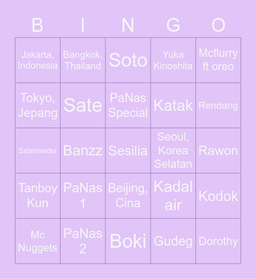 Nino Bingo Card