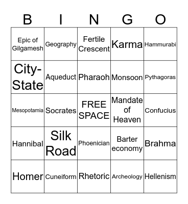 World History A Midterm Review Bingo Card