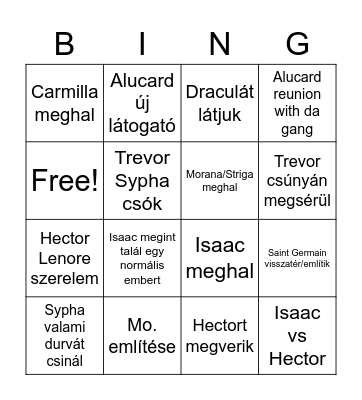 Castel manac Bingo Card