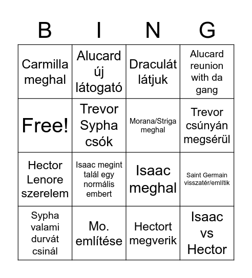 Castel manac Bingo Card
