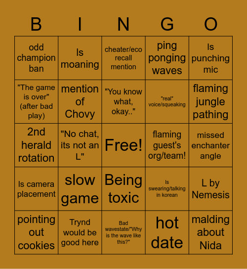 Offline Chat Bingo - MSI Finales Bingo Card