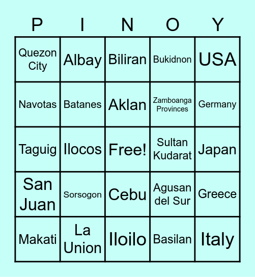 Let's TRAVEL VIRTUALLY Bingo Card