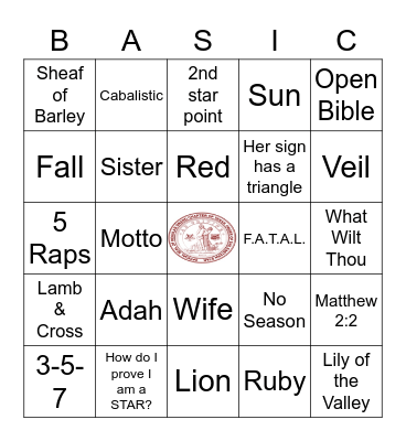 Back to the Basics Bingo Card