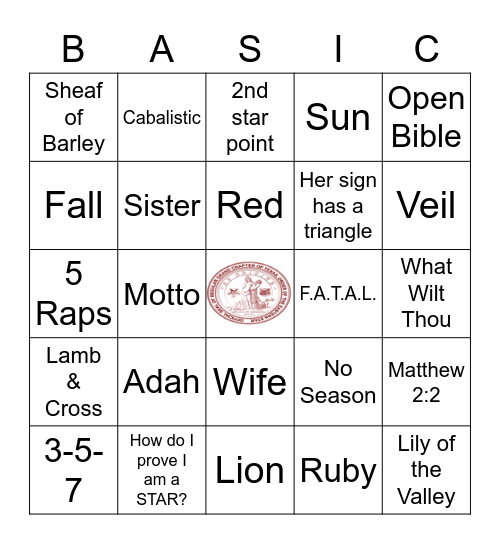 Back to the Basics Bingo Card