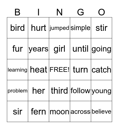 Ms. E's Class Words of the Week Bingo Card