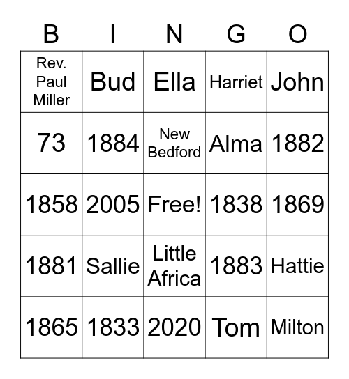 Vernon Family Reunion Bingo Card
