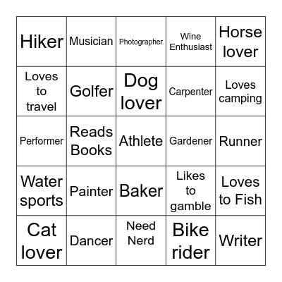 Meet Someone New! Bingo Card