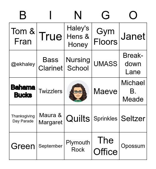Erin Haley Bingo Card