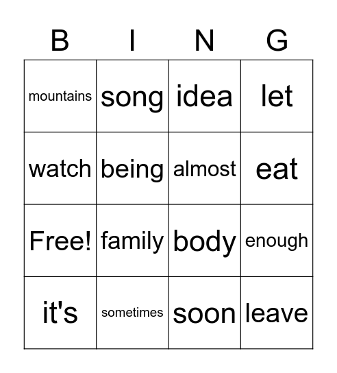 Untitled Bingo Card