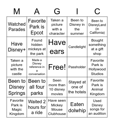 Disney Time! Bingo Card