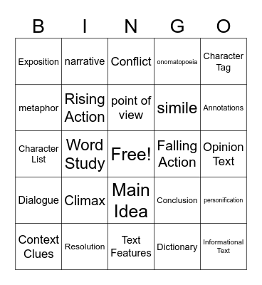 EOY Reading Bingo Card