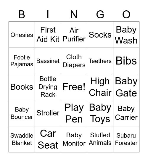 Sarah and Zane's Baby Shower! Bingo Card
