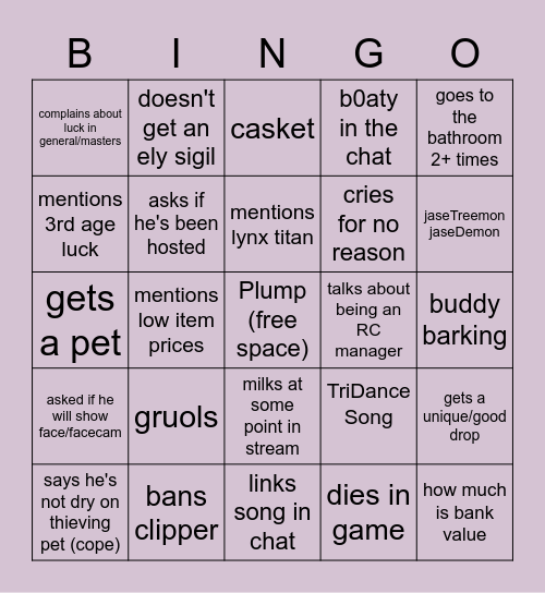 HEY JASE BINGO Card