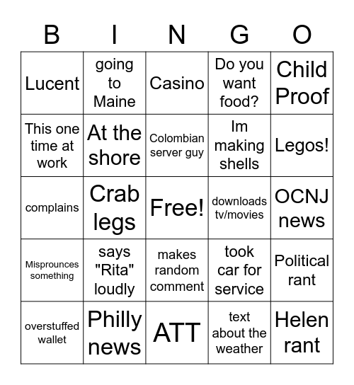 Rent Bingo Card