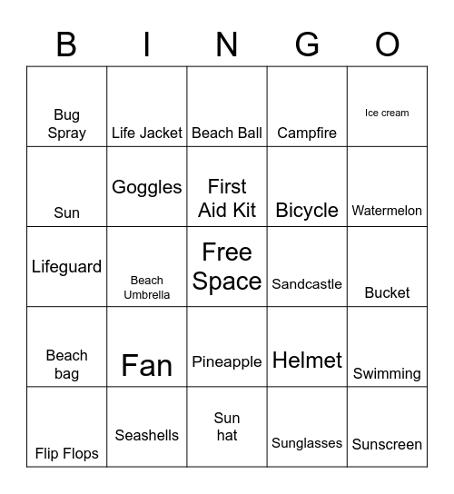 Summer Bingo Card