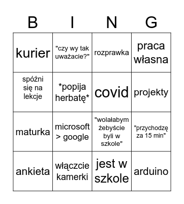 Informatyka Bingo Card