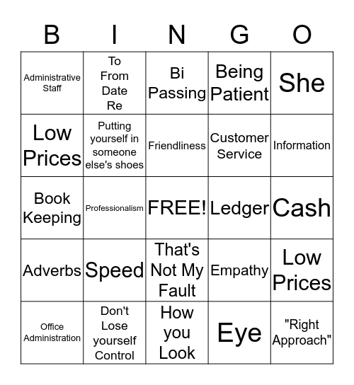CUSTOMER SERVICE BINGO GAME - SECRETARY GROUP Bingo Card