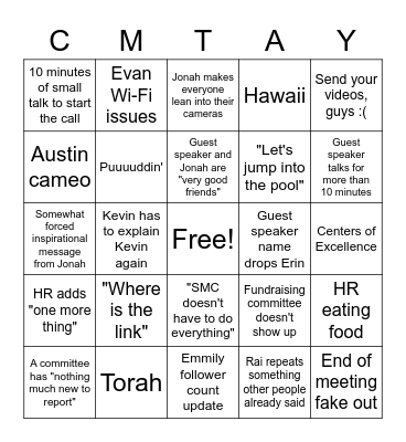 Council Call Bingo Card