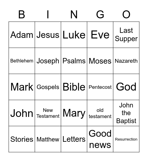 Bible Bingo Card