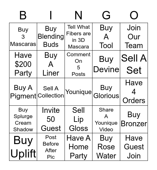 Hostess Bingo Card