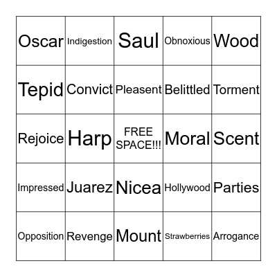 Sermon Bingo 3/8/15 Bingo Card