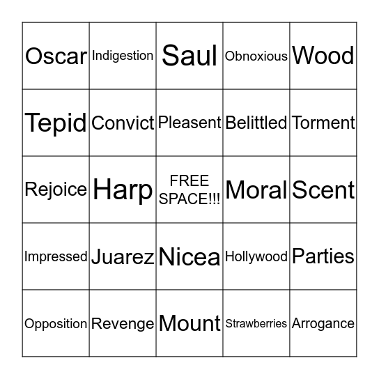 Sermon Bingo 3/8/15 Bingo Card