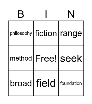 L7 vocabulary Bingo Card