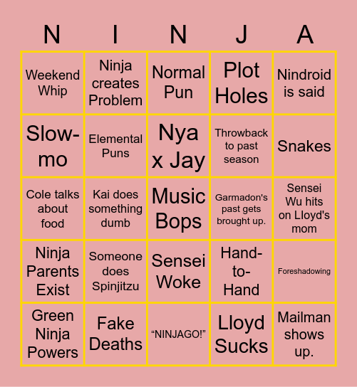 Ninjago Bingo (ELEVEN) Bingo Card