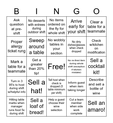 Server Bingo! Bingo Card