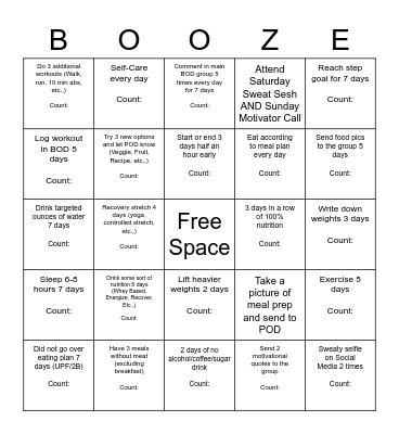 The Boozie Bunch! Bingo Card