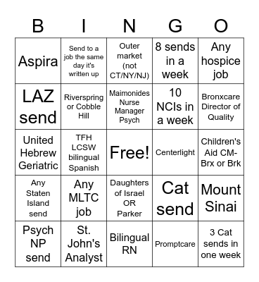 Healthcare Bingo! Bingo Card