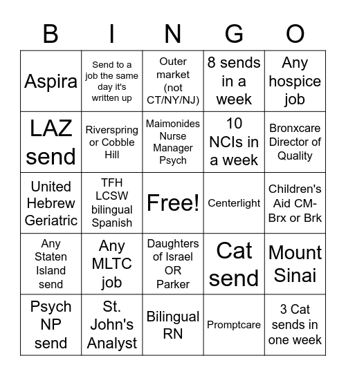 Healthcare Bingo! Bingo Card