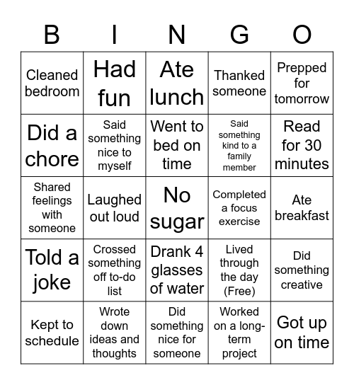 ADHD Summer Bingo! Bingo Card