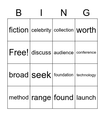 112 L7 Vocabulary Bingo Card