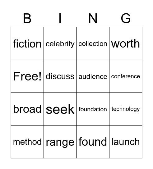 112 L7 Vocabulary Bingo Card